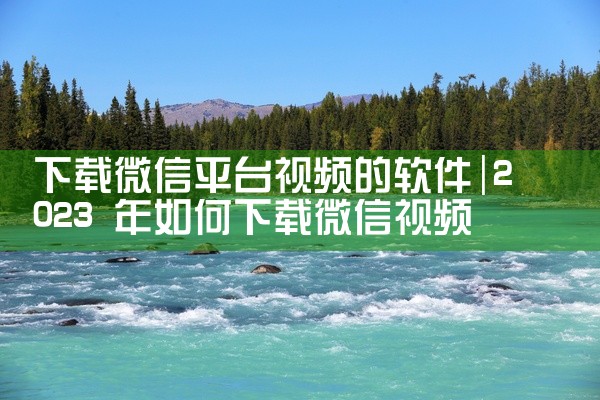 下载微信平台视频的软件